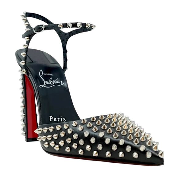 Christian Louboutin Condora Riviera Spike Ankle Strap Pump Black Size 36.5 - Picture 1 of 11